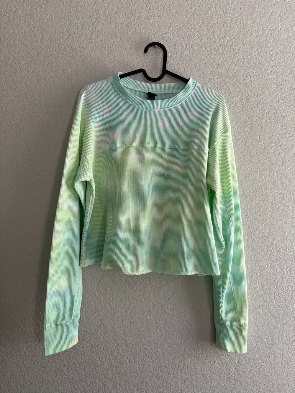 wild fable Mint Green Tie-Dye Ribbed waffle long sleeve